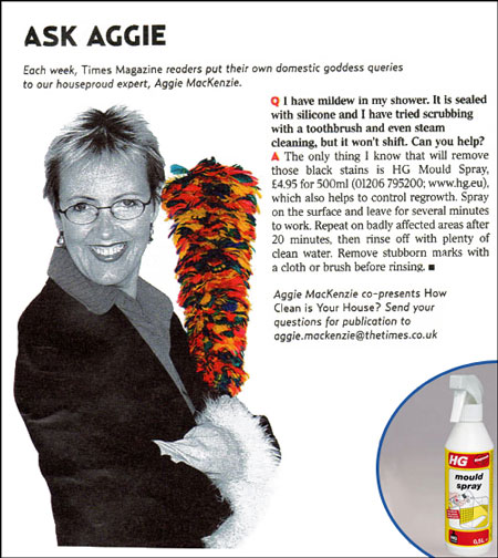 HG Mould Spray - As recommended by Ask Aggie in the Times!           Click HERE to order yours 